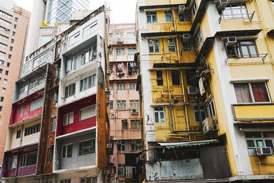 色彩豊かな香港の下町風景
