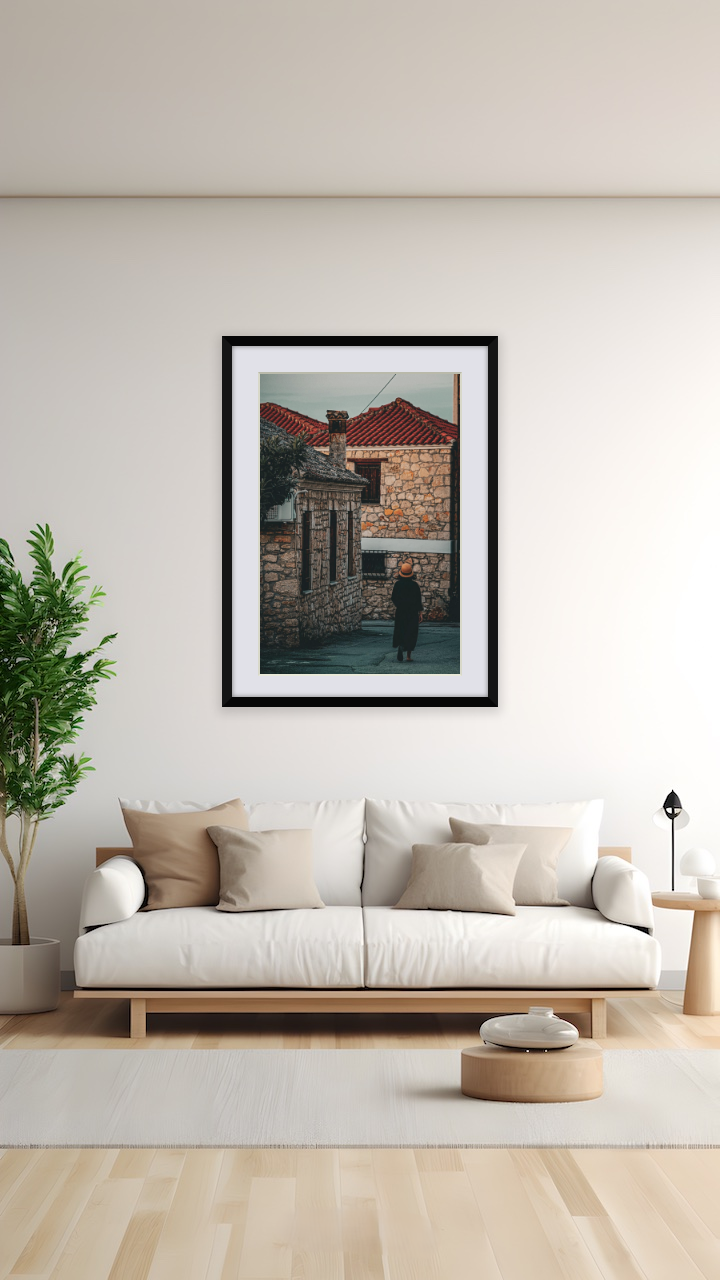 アフィトス村の石畳の路地